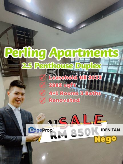 Perling Apartment 2.5 Penthouse Duplex For Sale Near Perling, Nusa Bestari, Nusa Duta, Taman Baiduri, Bukit Indah, Uda Utama, D'Serambi, D'Utama, Johor, Johor Bahru