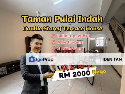 Pulai Indah Double Storey Terrace House Partial Furnished For Rent Near Pulai Mutiara, Kangkar Pulai, Setia Eco Garden, Gelang Patah, Eco Village, Johor, Kangkar Pulai