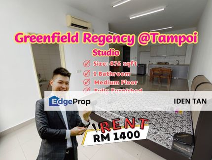 Greenfield Regency Studio Fully Furnished For Rent Near Tampoi Indah, Bukit Mewah, The Platino, Kipark Apartment, Paradigm Residence, Sutera Utama , Johor, Tampoi