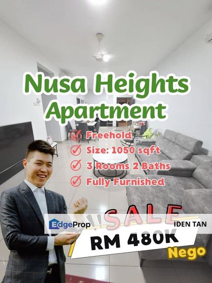 Nusa Heights Apartment Fully Furnished Unit For Sale Near Gelang Patah, Edu City, Nusa Perintis, Eco Botanic, Ledang Heights, Puteri Harbour, Medini, Johor, Gelang Patah
