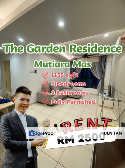 The Garden Residence 3 Bedrooms Fully Furnished For Rent Near Mutiara Mas, Mutiara Rini, Skudai Baru, Sutera Utama, Tun Aminah, Skudai Indah, Skudai, Johor, Skudai