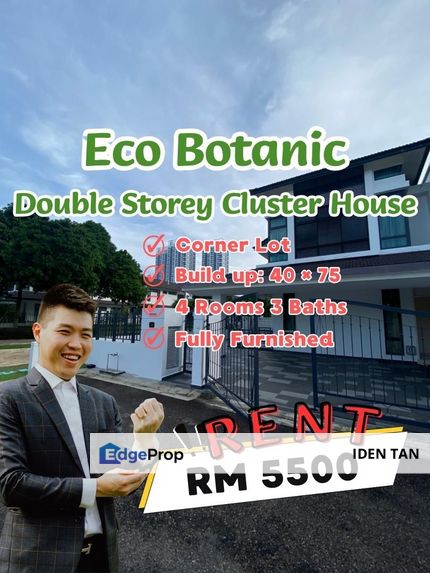 Eco Botanic Double Storey Cluster House Corner Lot Fully Furnished For Rent Near Iskandar Puteri, Bukit Indah, Nusa Sentral, Gelang Patah, Medini, Johor, Nusajaya