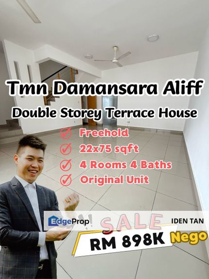 Damansara Aliff Double Storey Terrace House Original Unit For Sale Near Tampoi, Central Park, Bandar Baru Uda, Desa Rahmat, Bukit Aliff, Larkin, Johor, Johor Bahru