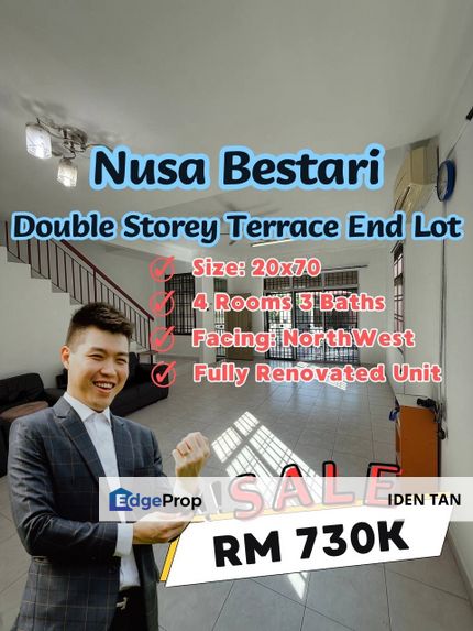 Nusa Bestari Double Storey Terrace End Lot Fully Renovated Unit For Sale Near Tun Aminah, Sutera Utama, Nusa Jaya Mas, Bukit Indah, Perling, Uda Utama, Johor, Skudai