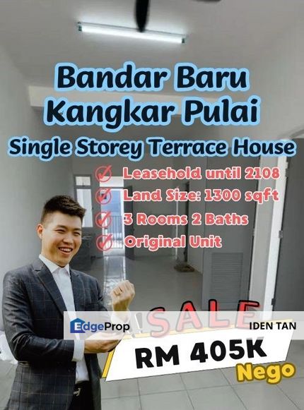 Bandar Baru Kangkar Pulai Single Storey Terrace House Original Unit For Sale Near Pulai Makmur, Pulai Hijauan, Desa Permai, Pulai Perdana, Skudai , Johor, Kangkar Pulai
