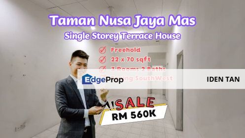 Nusa Jaya Mas Single Storey Terrace House For Sale Near Nusa Bestari, Skudai Baru, Selesa Jaya, Jaya Mas, Sri Yaacob, Tun Aminah, Seri Orkid, Skudai, Johor, Skudai