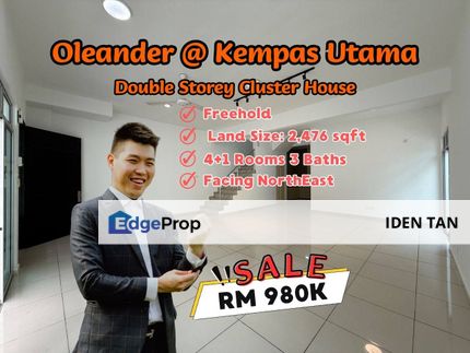 Oleander Kempas Utama Double Storey Cluster House For Sale Near Kempas Indah, Setia Tropika, Nasa City, Dato Onn, Austin Duta, Impian Emas, Kempas, Johor, Johor Bahru