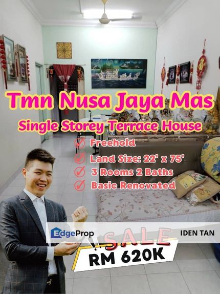 Nusa Jaya Mas Single Storey Terrace House Basic Renovated Unit For Sale Near Jaya Mas, Selesa Jaya, Nusa Bestari, Taman Timur, Damai Jaya, Skudai Baru, Johor, Skudai