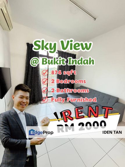 Sky View Bukit Indah 2 Bedrooms Fully Furnished For Rent Near Horizon Residence, Horizon Hills, Perling, Taman Baiduri, Nusa Duta, Nusa Idaman,D'Utama, Johor, Bukit Indah