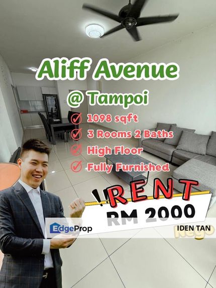 Aliff Avenue High Floor Fully Furnished Unit For Rent Near Aliff Residence, Country Garden Central Park, Tampoi, Bandar Baru Uda, Desa Rahmat, Larkin, Johor, Johor Bahru