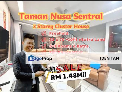 Nusa Sentral 3 Storey Cluster House Full Renovation Unit For Sale Near Eco Botanic, Nusantara Prima, Nusa Bayu, Horizon Hills, Bukit Indah, Medini, Johor, 