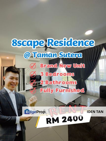 8Scape Residensi Fully Furnished Brand New Unit For Rent Near Taman Sutera, Perling, Uda Utama, Nusa Bestari, Bukit Indah, Sutera Utama, Danga Sutera, Johor, Johor Bahru