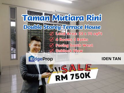 Mutiara Rini Double Storey Terrace House For Sale Near Skudai Indah, Mutiara Mas, Mutiara Bestari, Sutera Utama, Tun Aminah, Taman Universiti, Skudai, Johor, Skudai