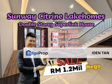 Sunway Citrine Lakehomes Double Storey Superlink House Fully Renovated Unit For Sale Near Sunway Emerald Residence, Avira, Sunway Iskandar,East Ledang, Johor, 