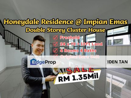 Honeydale Residence Impian Emas Double Storey Cluster House Original Bare Unit For Sale Near Impian Emas, Bukit Impian, Setia Tropika, Kempas Utama, Johor, Skudai