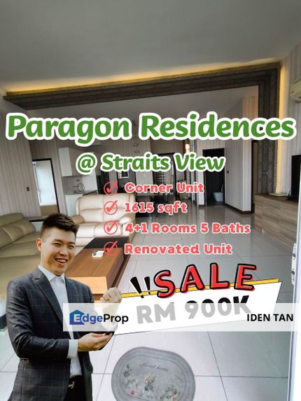 Paragon Residences Straits View High Floor Corner Unit For Sale JB Town, Nong Chik, Kolam Air, Danga Bay, Goldens Sands, Aloha Tower, Straits View 18, Johor, Johor Bahru