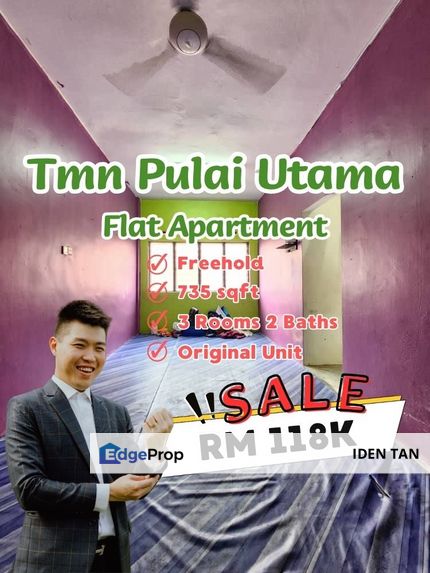 Pulai Utama Flat Apartment For Sale Near Taman Universiti, Pulai Flora, Desa Skudai, Skudai Indah, Sri Skudai, Mutiara Rini, Kangkar Pulai, Skudai, Johor, Skudai