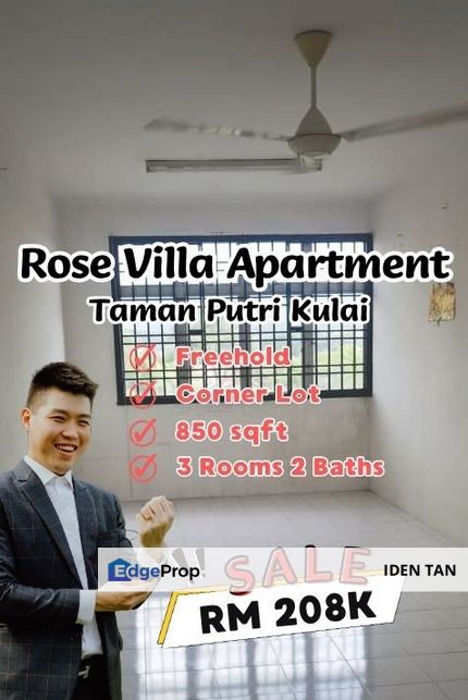Rose Villa Apartment Taman Putri Kulai Corner Lot For Sale Near Lagenda Putra, Bandar Putra Kulai, Bandar Indahpura, Sri Kulai Baru, Kulai Besar, Johor, Kulai