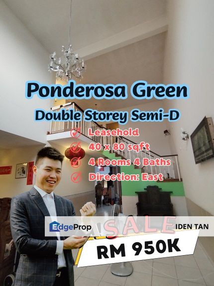Ponderosa Green Double Storey Semi-D Original Condition For Sale Near Molek, Taman Redang, Desa Harmoni, Johor Jaya, Plentong, Desa Tebrau, Permas, Johor, Johor Bahru