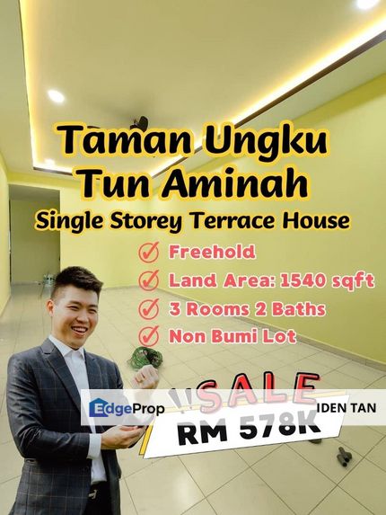 Tun Aminah Jalan Pahlawan Single Storey Terrace House For Sale Near Skudai Baru, Seri Orkid, Sri Yaacob, Mutiara Rini, Skudai Indah, Sutera Utama, Johor, Skudai