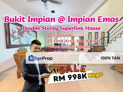 Bukit Impian Impian Emas Double Storey Superlink House For Sale Near Iconia Garden Residence, Sri Putra, Impian Heights, Taman Impian Skudai, Kempas, Johor, Skudai