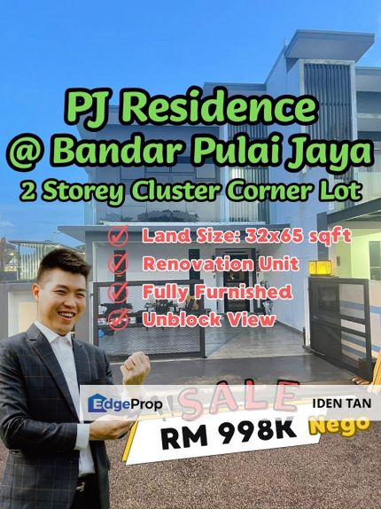 PJ Residence Bandar Pulai Jaya Double Storey Cluster Corner Lot Fully Furnished For Sale Near Pulai Perdana, Kangkar Pulai, Sri Pulai, Pulai Emas, Johor, Kangkar Pulai