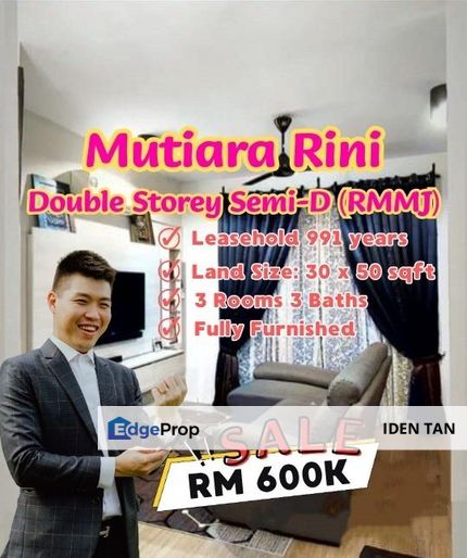 Mutiara Rini Double Storey Medium Cost Semi-Detached (RMMJ) For Sale Near Mutiara Bestari, Lima Kedai, Mutiara Mas, Skudai Indah, Seri Orkid, Skudai , Johor, Skudai