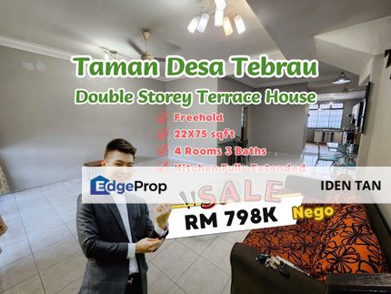 Desa Tebrau Double Storey Terrace House For Sale Near Mount Austin, Taman Gaya, Johor Jaya, Desa Jaya, Ehsan Jaya, Pelangi Indah, Molek,Desa Cemerlang, Johor, Johor Bahru