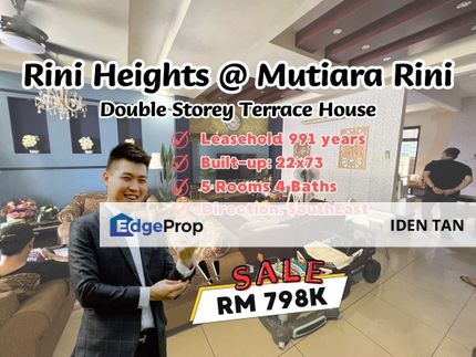 Rini Heights Mutiara Rini Double Storey Terrace House For Sale Near Mutiara Bestari, Mutiara Mas, Skudai Indah, Seri Orkid, Tun Aminah, Skudai Baru, Johor, Skudai