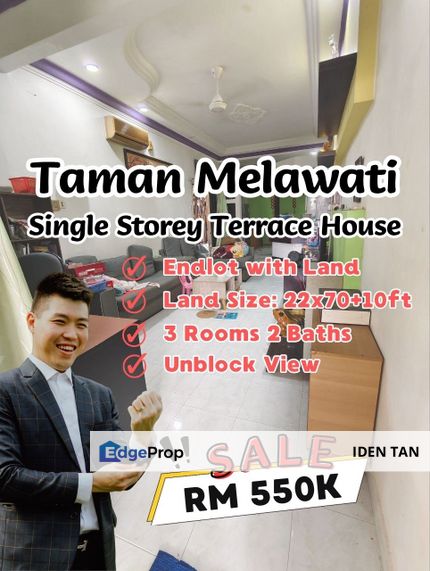Taman Melawati Skudai Single Storey Terrace End Lot with Land For Sale Selesa Jaya, Mutiara Maju, Rini Homes, Lima Kedai, Nusa Jaya Mas, Nusa Bestari, Johor, Skudai