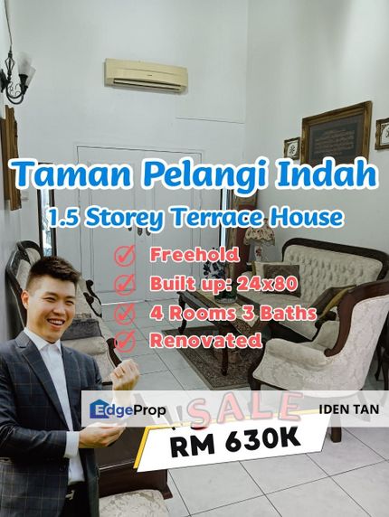 Pelangi Indah 1.5 Storey Terrace House Renovated Fully Furnished Unit For Sale Near Taman Gaya, Puteri Wangsa, Desa Cemerlang, Bestari Indah, Tebrau, Johor, Ulu Tiram