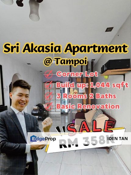 Sri Akasia Apartment Tampoi High Floor Corner Lot For Sale Near Tampoi Indah, Greenfield Regency, Sri Kenari, Sri Wangi, Lily & Jasmine, Tampoi Utama, Johor, Tampoi