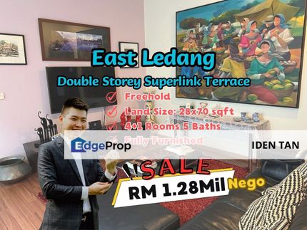 East Ledang Double Storey Superlink Terrace Fully Furnished For Sale Near Gelang Patah, Iskandar Puteri, Horizon Hills, Ledang Height, Eco Botanic, Johor, Nusajaya