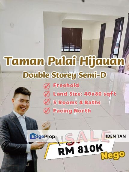 Pulai Hijauan Double Storey Semi-D For Sale Near Pulai Indah, Pulai Mutiara, Kangkar Pulai, Amber Hill, Pulai Perdana, Pulai Jaya, Pulai Emas, Skudai, Johor, Kangkar Pulai