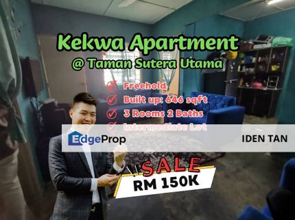 Kekwa Apartment Taman Sutera Utama For Sale Near Uda Utama, Tun Aminah, Skudai Baru, Seri Orkid, Nusa Bestari, Sri Yaacob, Perling, Bukit Indah,Skudai, Johor, Skudai