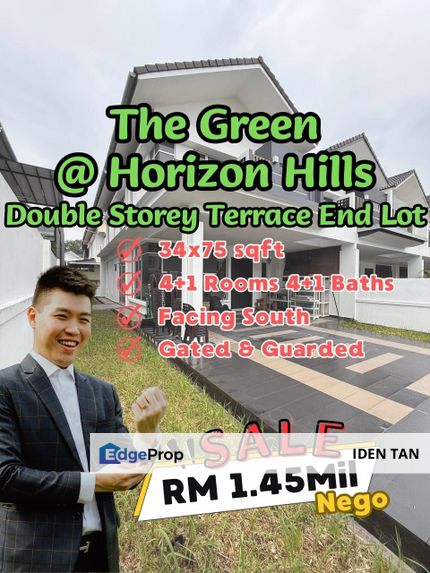 The Green Horizon Hills Double Storey Terrace House End Lot For Sale Near Bukit Indah, Iskandar Puteri, Nusa Idaman, Nusa Indah, Eco Botanic, Medini, Johor, 