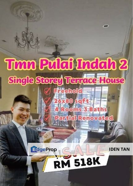 Pulai Indah 2 Single Storey Terrace House For Sale Near Pulai Indah, Laman Indah, Pulai Mutiara, Pulai Hijauan, Kangkar Pulai, Gelang Patah,Eco Garden, Johor, Kangkar Pulai