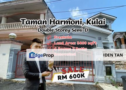 Taman Harmoni Kulai Double Storey Semi-D For Sale Near Taman Kota Kulai, Taman Putri Kulai, Sri Muhibah, Sri Sentosa, Bandar Putra, Bandar Indahpura, Johor, Kulai