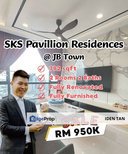 SKS Pavillion Residences Fully Renovated & Fully Furnished Unit For Sale Near JB Town, CIQ, TriTower Residence, Twin Tower, WadiHana, Twin Galaxy, Johor, Johor Bahru