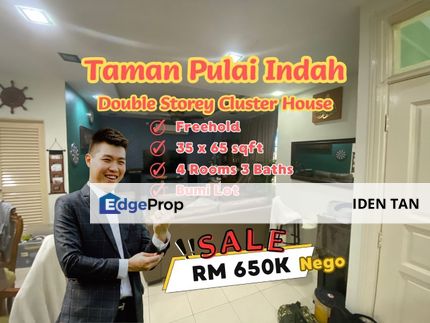 Pulai Indah Double Storey Cluster House For Sale Near Pulai Mutiara, Laman Indah, Kangkar Pulai, Pulai Hijauan, Aster Height, Setia Eco Gardens, Johor, Kangkar Pulai