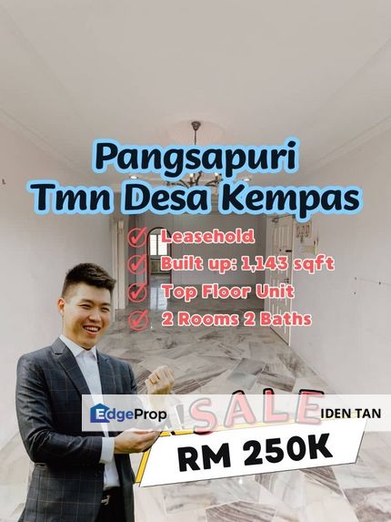 Pangsapuri Taman Desa Kempas Top Floor Unit Near Kempas Banjaran, Bukit Kempas, Taman Anggerik, Impian Emas, Kempas Baru, Setia Tropika, Kempas,Tampoi, Johor, Johor Bahru
