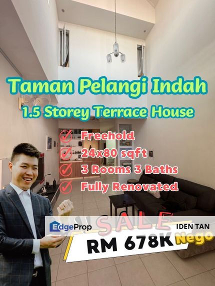 Pelangi Indah 1.5 Storey Terrace House Fully Renovated Unit For Sale Near Bestari Indah, Desa Tebrau, Taman Gaya, Puteri Wangsa, Desa Cemerlang, Johor, Ulu Tiram