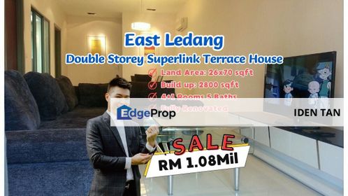 East Ledang Double Storey Superlink Terrace House Fully Renovated & Furnished For Sale Near Medini, Ledang Heights, Aspira Gardens, Leisure Farm, Johor, Nusajaya