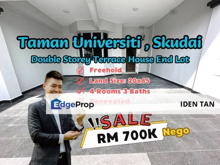 Taman Universiti Double Storey Terrace House End Lot Renovated Unit For Sale Near Pulai Utama, Pulai Perdana, Desa Skudai, Mutiara Rini, Sri Skudai, Johor, Skudai