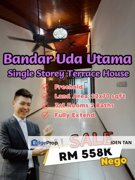 Bandar Uda Utama Single Storey Terrace House For Sale Near Sutera Utama, Danga Sutera, Nusa Bestari, Bukit Indah, Perling, Tun Aminah, Sri Yaacob, Johor, Skudai