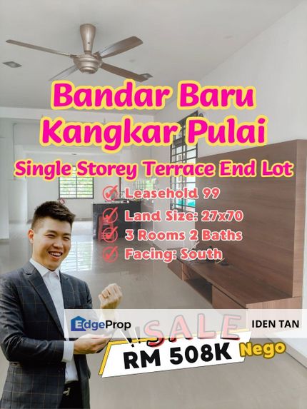Bandar Baru Kangkar Pulai Single Storey Terrace House End Lot For Sale Near Amber Hills, Pulai Hijauan, Pulai Perdana, Pulai Jaya, Pulai Emas, Skudai, Johor, Kangkar Pulai