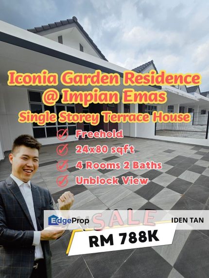 Iconia Garden Residence Impian Emas Single Storey Terrace House For Sale Near Bukit Kempas, Kempas Utama, Taman Anggerik, Sri Putra, Setia Tropika, Johor, Skudai