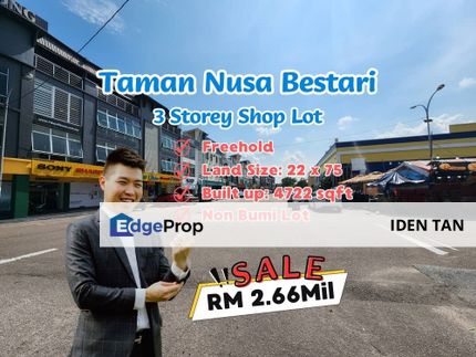 Nusa Bestari 3 Storey Shop Lot For Sale Near Sri Yaacob, Sutera Utama, Tun Aminah, Uda Utama, Perling, Bukit Indah, Selesa Jaya, Industri Jaya, Skudai, Johor, 