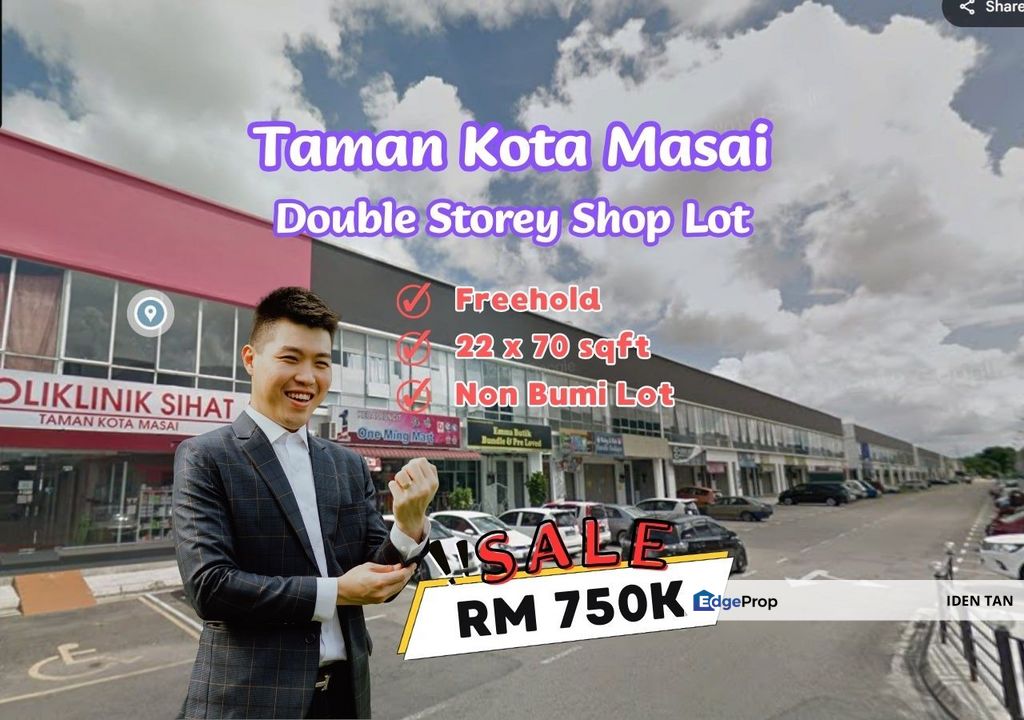 Kota Masai Double Storey Shop Lot For Sale Near Eco Tropics, Taman Scientex, Pasir Gudang, Taman Cendana, Denai Alam, Cahaya Masai, Bistari Perdana, Johor, Pasir Gudang