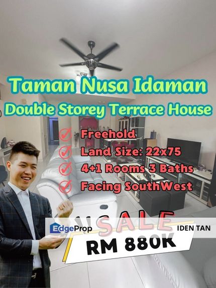 Nusa Idaman Double Storey Terrace House For Sale Near Nusa Indah, Iskandar Puteri, Bukit Indah, Horizon Hills, Nusa Sentral, Nusa Duta, Eco Botanic, Johor, Nusajaya